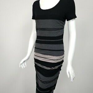 James Perse Jersey Ruched Striped Dress